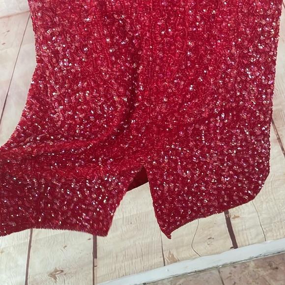 VGT 60’s SYLVIA ANN sequin cherry red dress size large - Picture 7 of 15
